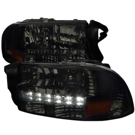 Spec-D Tuning 97-04 Dodge Dakota Smoked Headlight With LED 2LH-DAK97G-RS